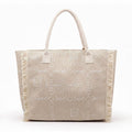 Boho Geometric Elephant Print Fringe Tote Bag
