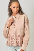 60962 Eyelet Punching Detail Jacket: Washed Grapefruit / Small