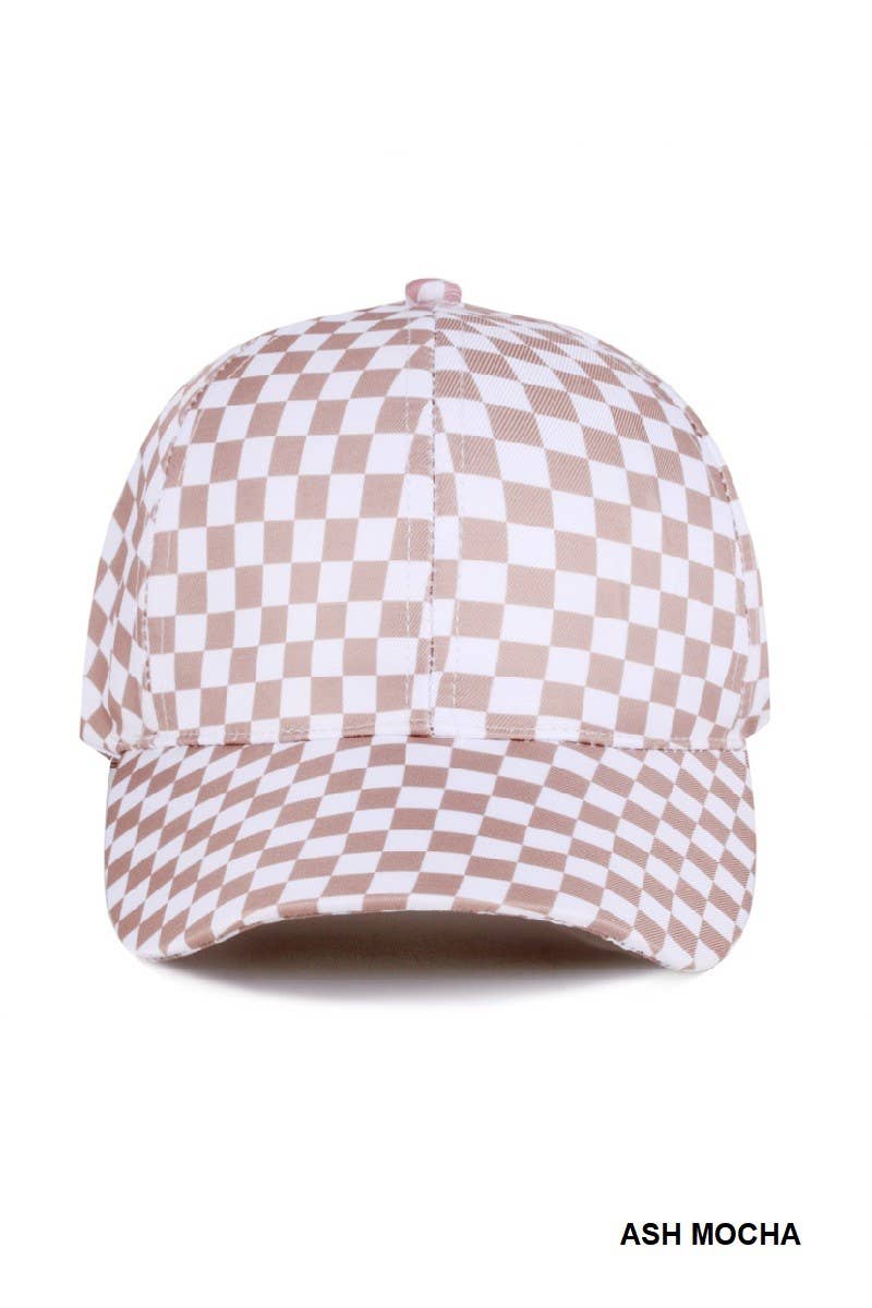 Checkered Pattern Baseball Cap: ASH MOCHA / 1(ONE SIZE)