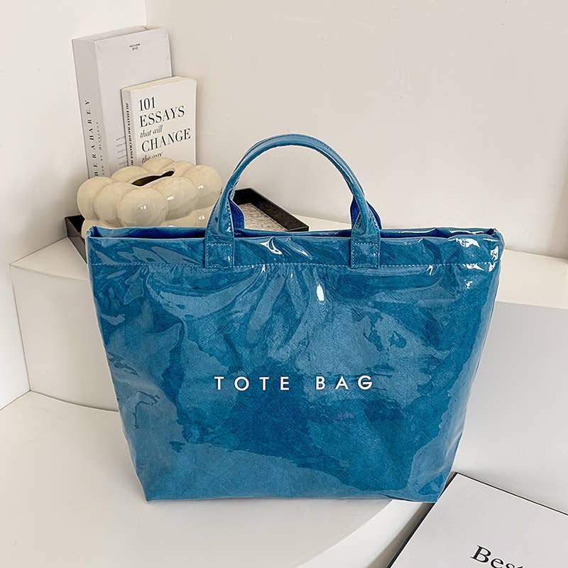 PVC Tote Bag for Women Clear Plastic Handbag Large Work: Blue