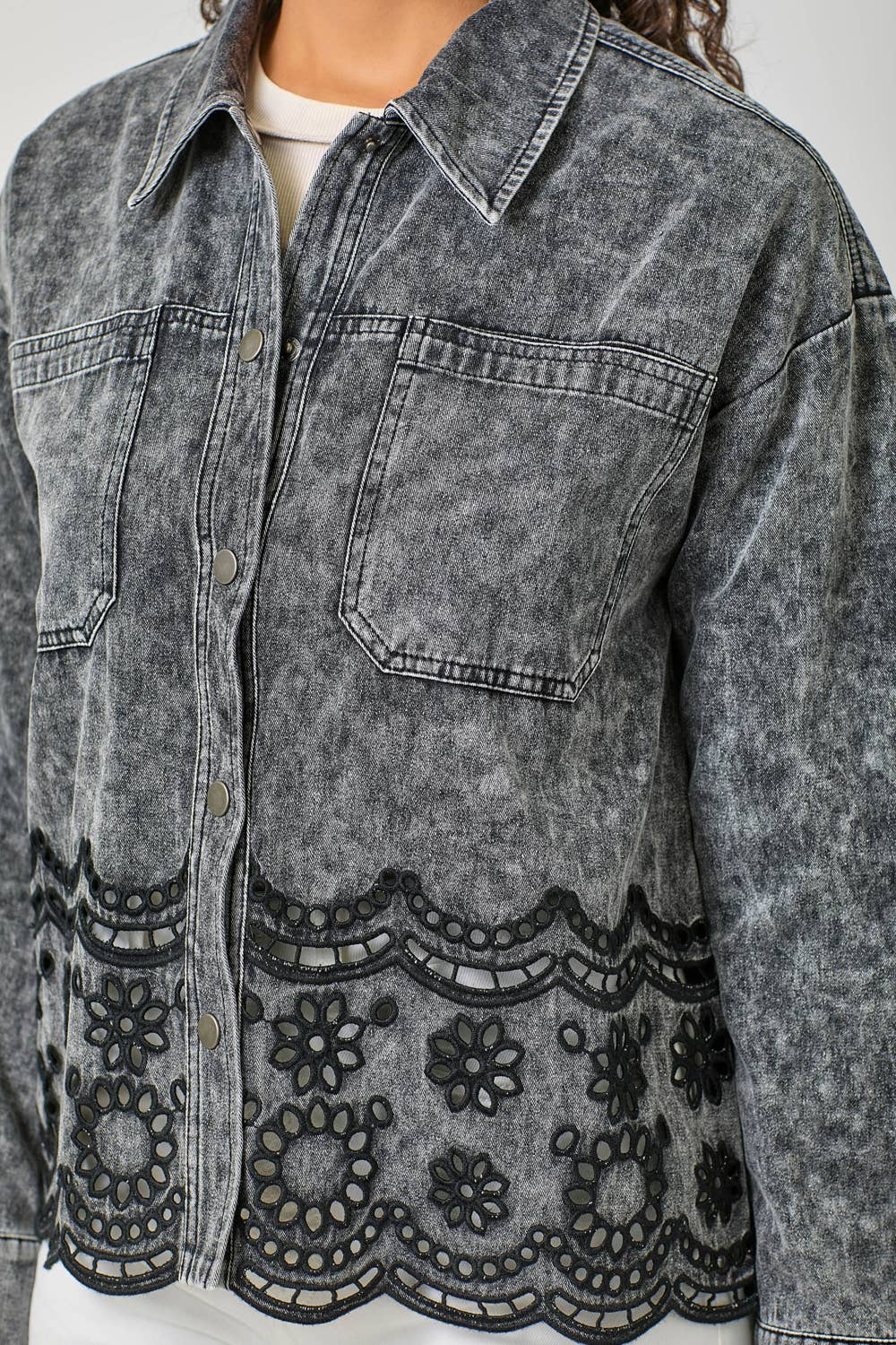 60962 Eyelet Punching Detail Jacket: Washed Grapefruit / Small