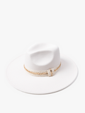 HAT2363 Genesis Fedora w/ Boho Two-Tone Band: White