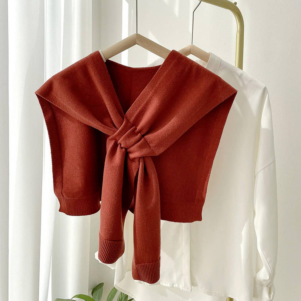 Solid Color Knitted Knotted Shawl–Casual & Cozy _CWASC0757: MAUVE / (OS) 2