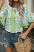 Floral Print Frill Top