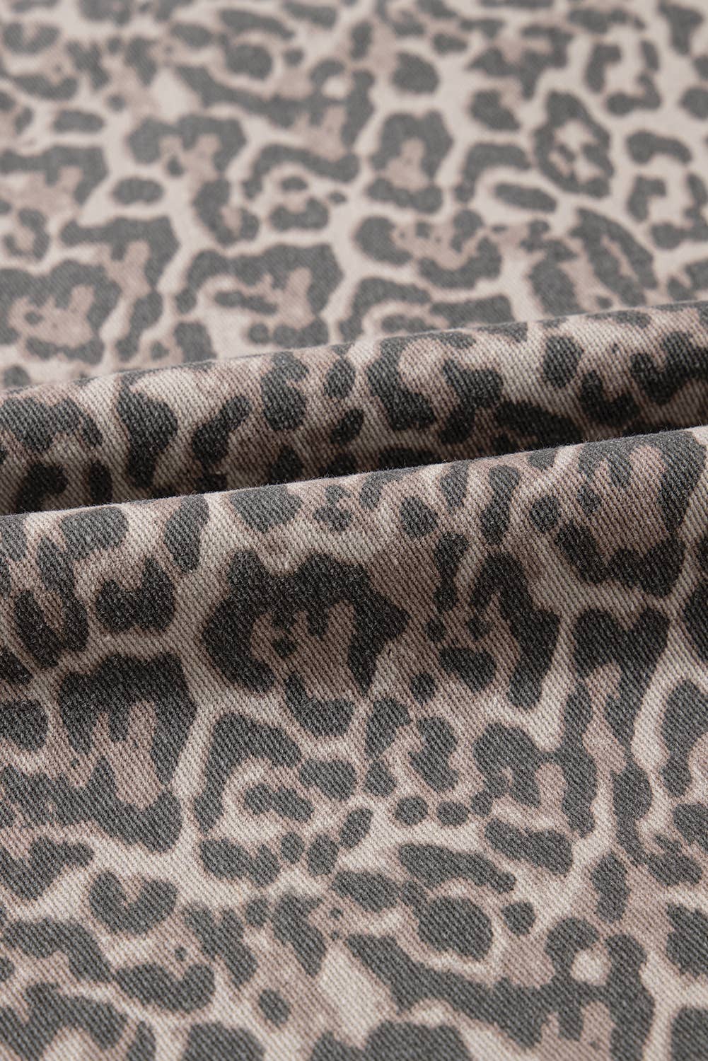 66 Western Leopard Love Edge Wide Leg High Waist Jeans: Light Gray / 14