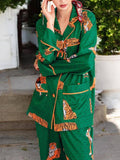 Satin Tiger Print Pajama Set