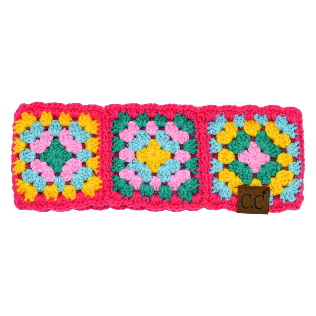 Multi-Color Crochet Headwrap - Hot Pink