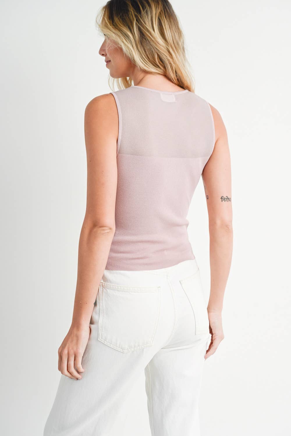 SWEETHEART NECK KNIT TANK - EASTER DAY: SHELL / L
