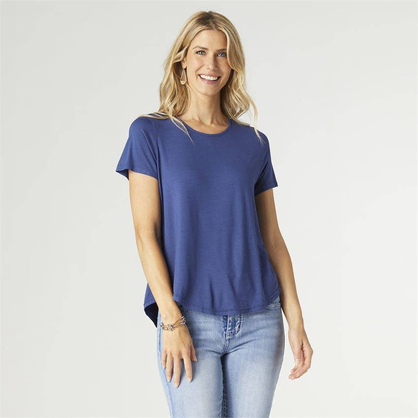 Erin Pleat Back Tee: Navy / S/M