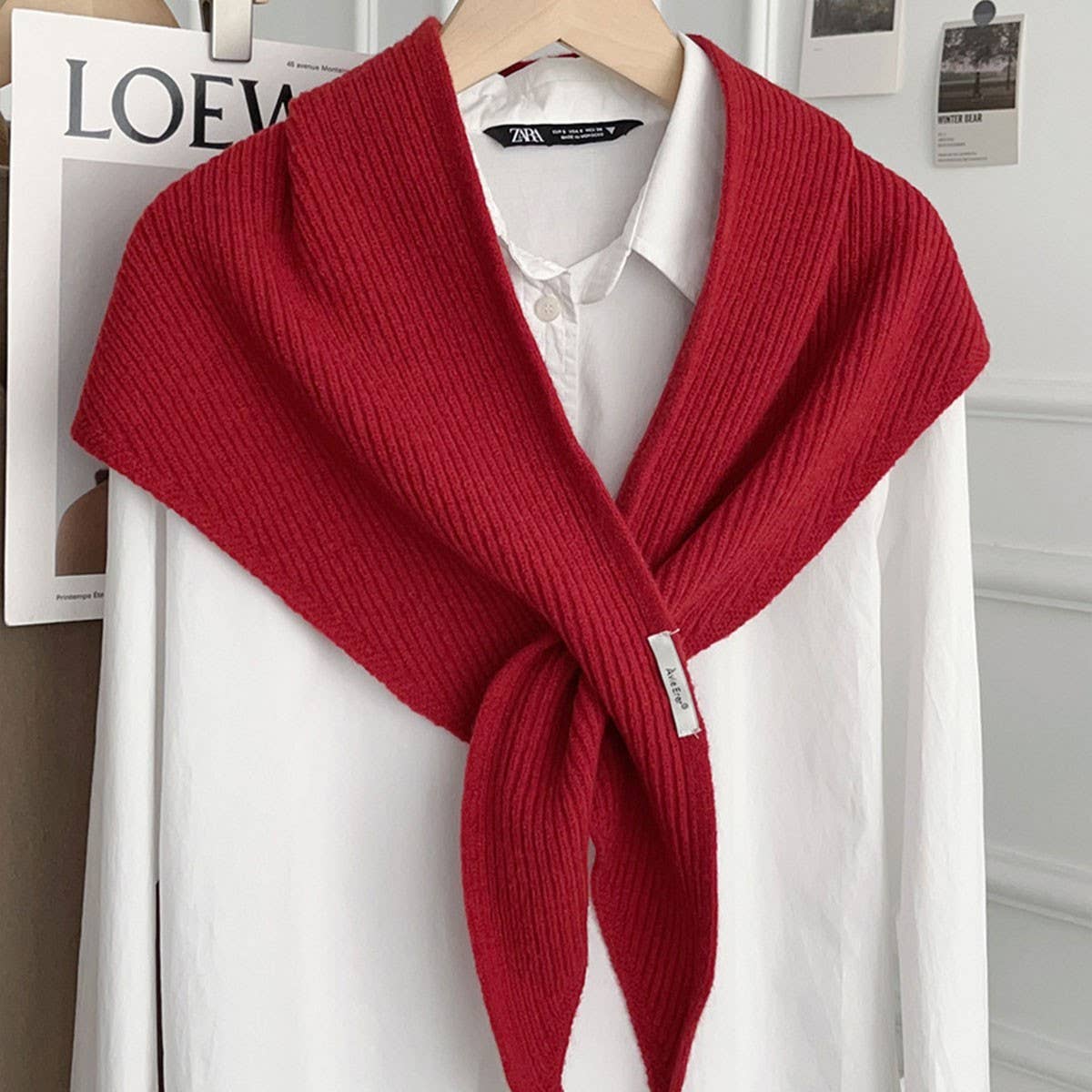 Solid Cross Triangle Shawl Casual Wrap_CWOV00265: BLUE / (OS) 1