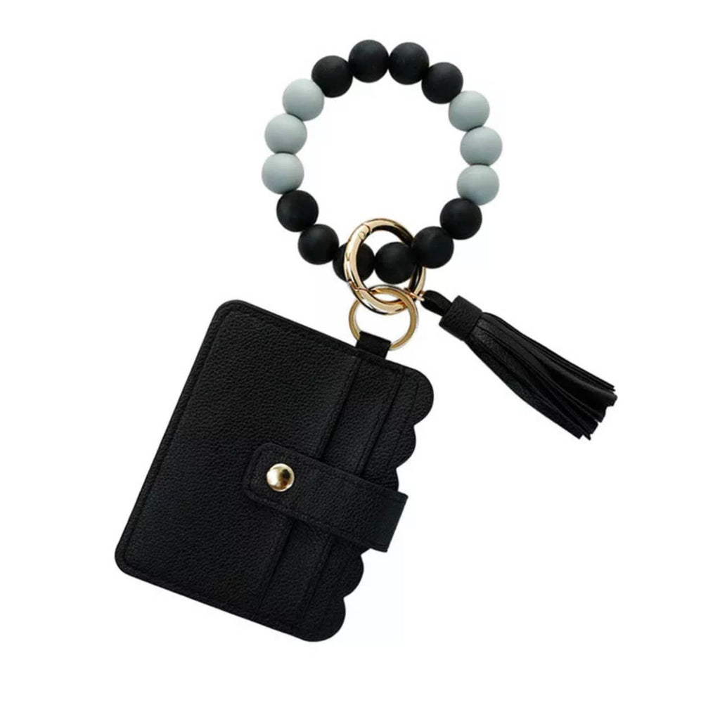Wallet Wristlet Silicone Bead Tassel Keychain