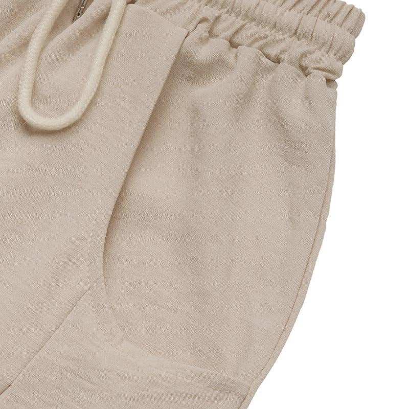 Women’s Drawstring Wide Leg Pants Casual Vacation: Apricot / 100%Polyester / L
