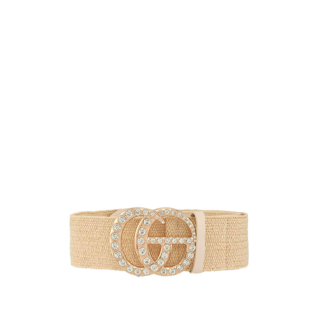 Rhinestone GO Charm Elastic Belt: TAN