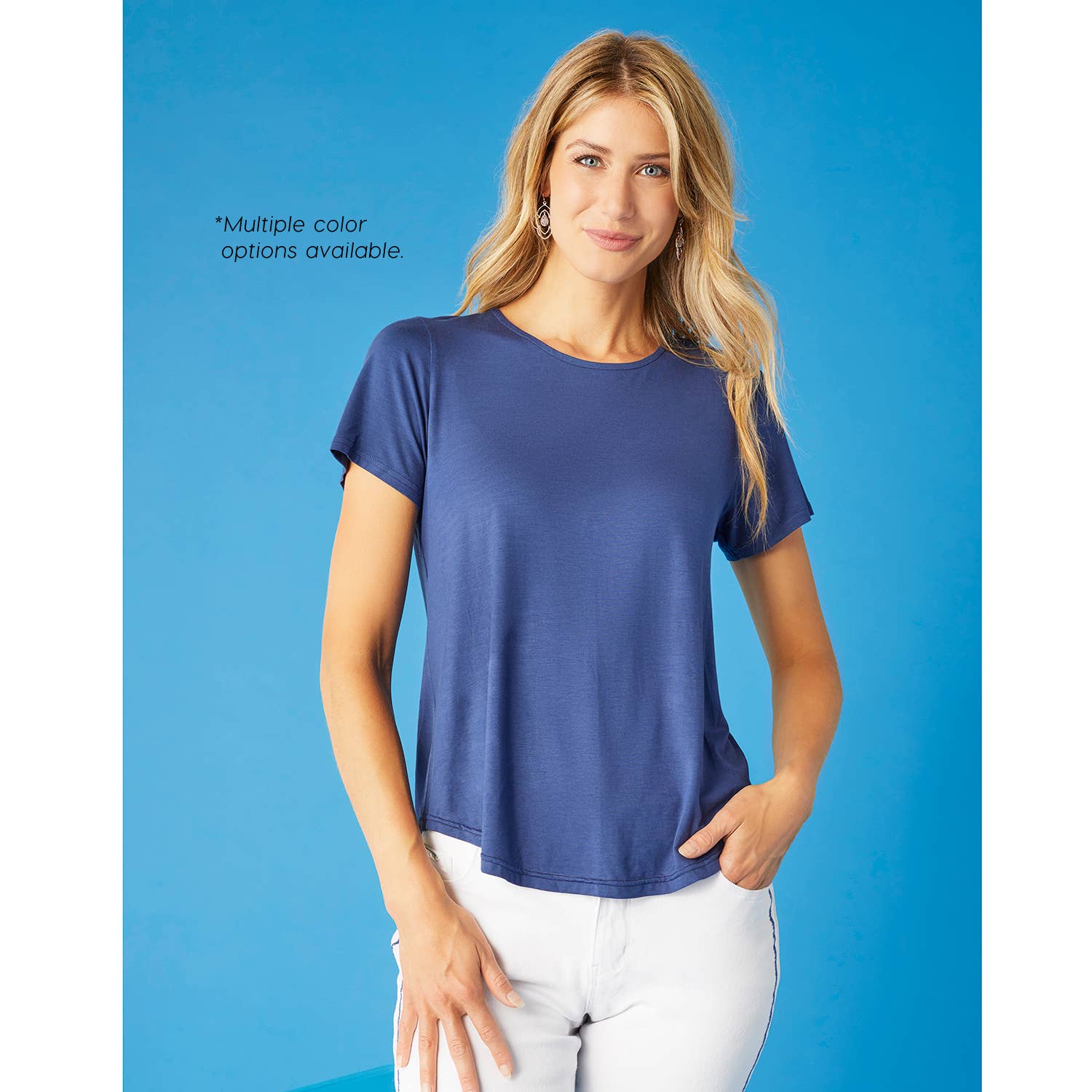 Erin Pleat Back Tee: Navy / L/XL