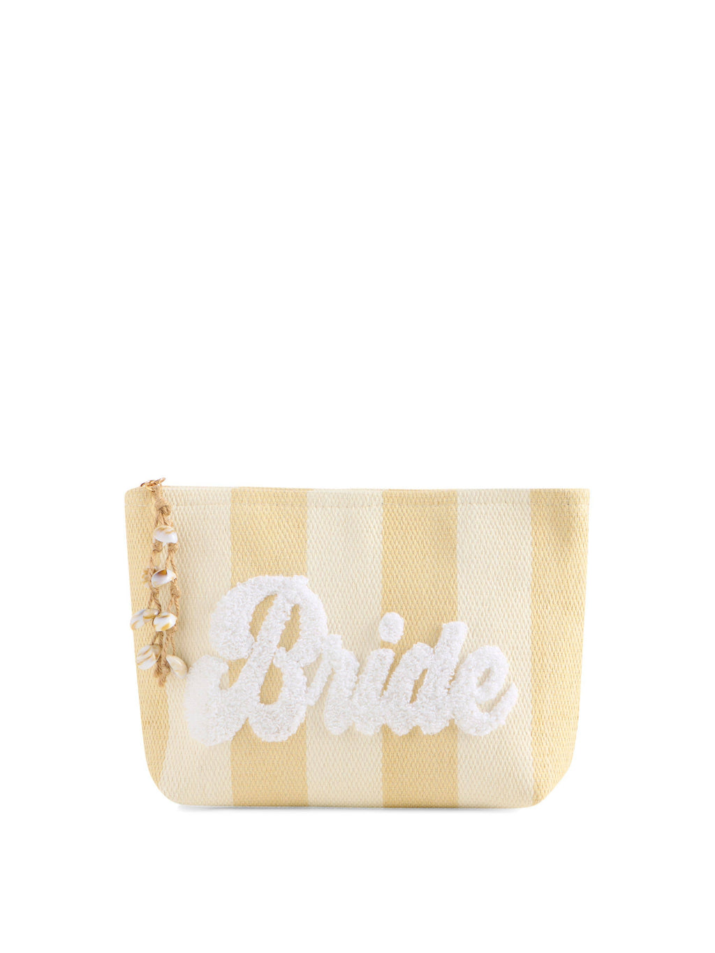 "BRIDE" STRIPE ZIP POUCH,NATURAL