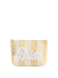 "BRIDE" STRIPE ZIP POUCH,NATURAL
