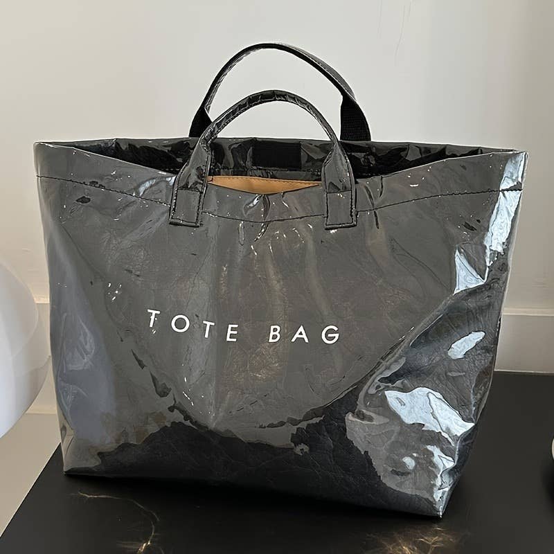 PVC Tote Bag for Women Clear Plastic Handbag Large Work: Blue