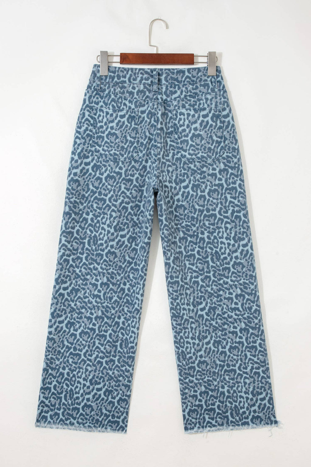 66 Western Leopard Love Edge Wide Leg High Waist Jeans: Light Gray / 6