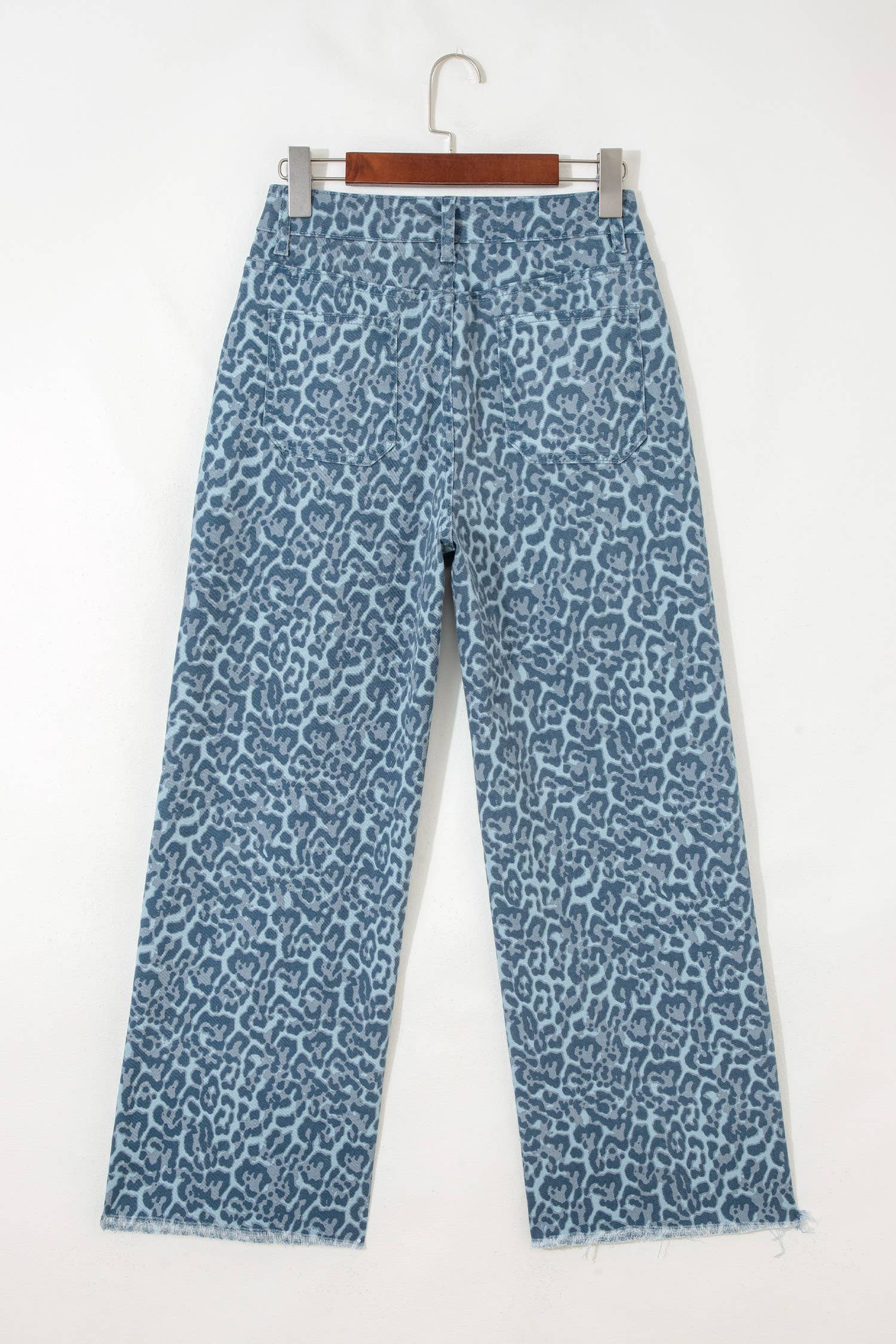 66 Western Leopard Love Edge Wide Leg High Waist Jeans: Light Gray / 8