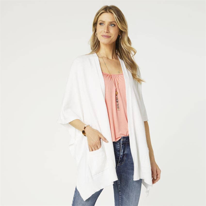 Alani Lightweight Cardigan with Pockets: Bright White / One Size