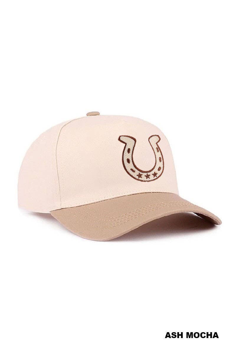 Horseshoe Two Tone Cotton Hat: FLORAL / 1(ONE SIZE)