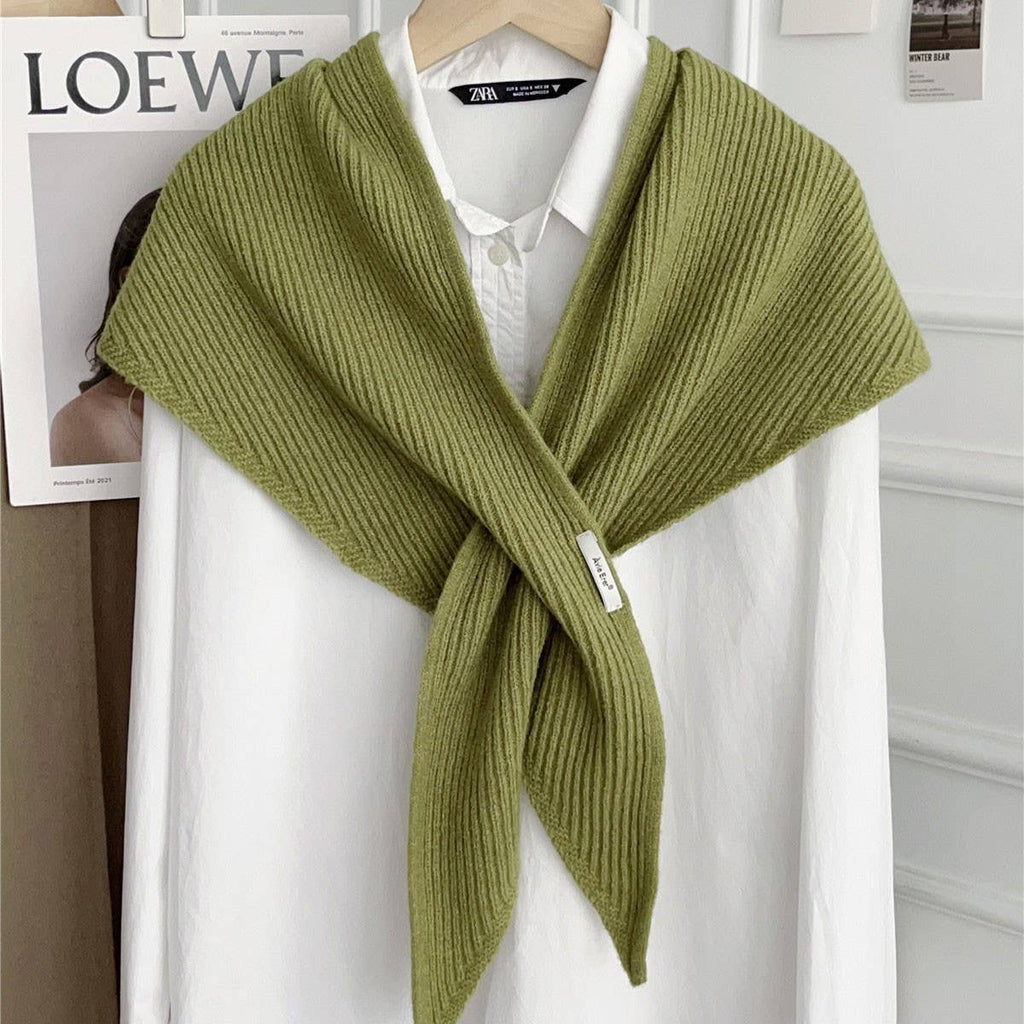 Solid Cross Triangle Shawl Casual Wrap_CWOV00265: BLUE / (OS) 1