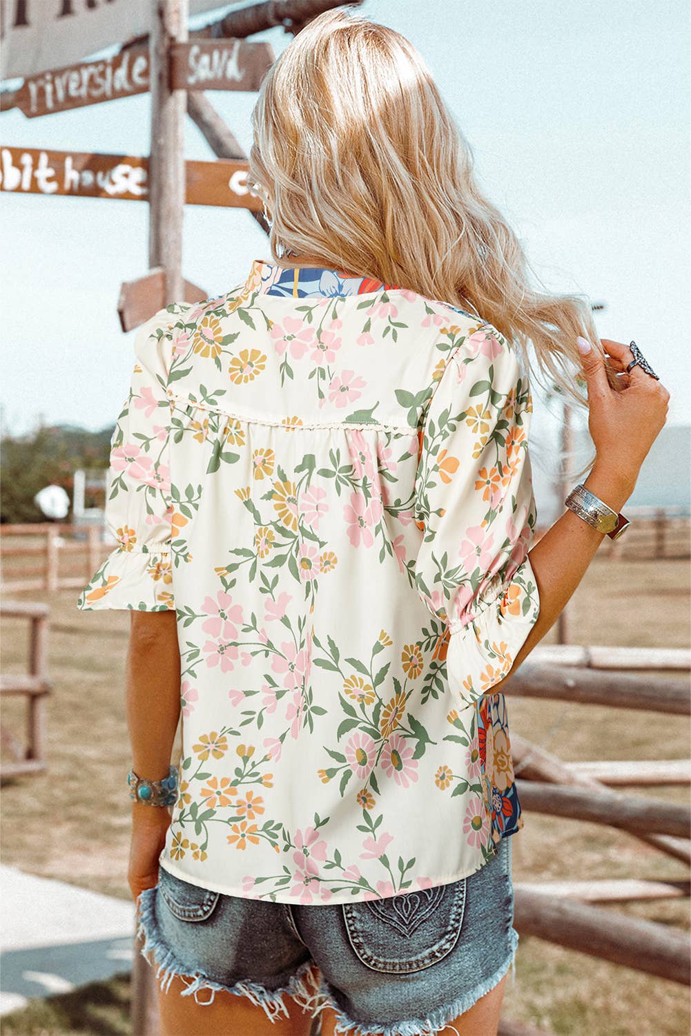 Summer Fashion Crochet Boho Half Sleeve Floral Blouse (S-4X): As shown / Missy / L