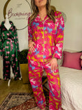Long Pajama Set in Animal Print