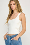 Square Neck Ribbed Sweater Tank