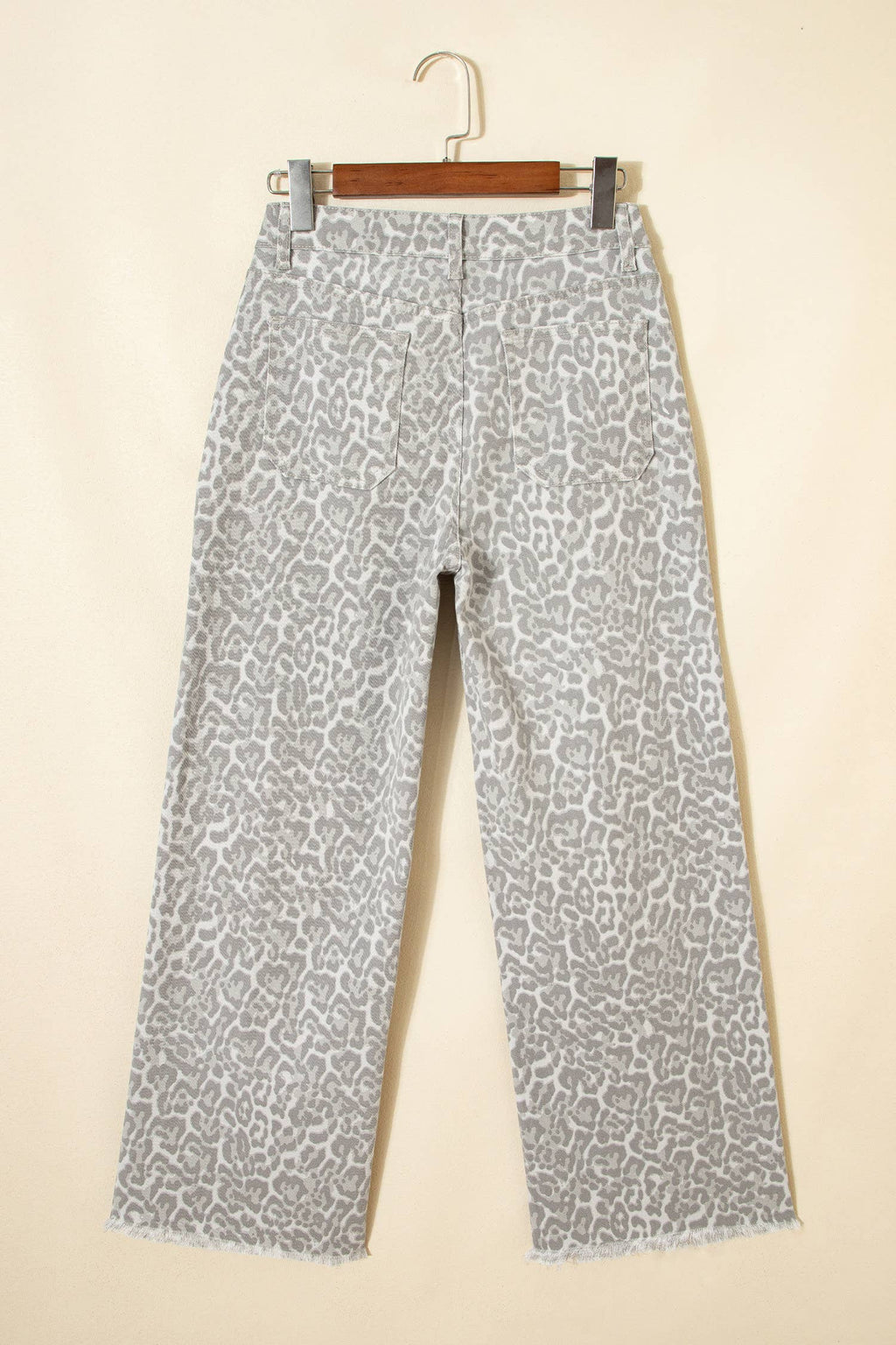 66 Western Leopard Love Edge Wide Leg High Waist Jeans: Light Gray / 6
