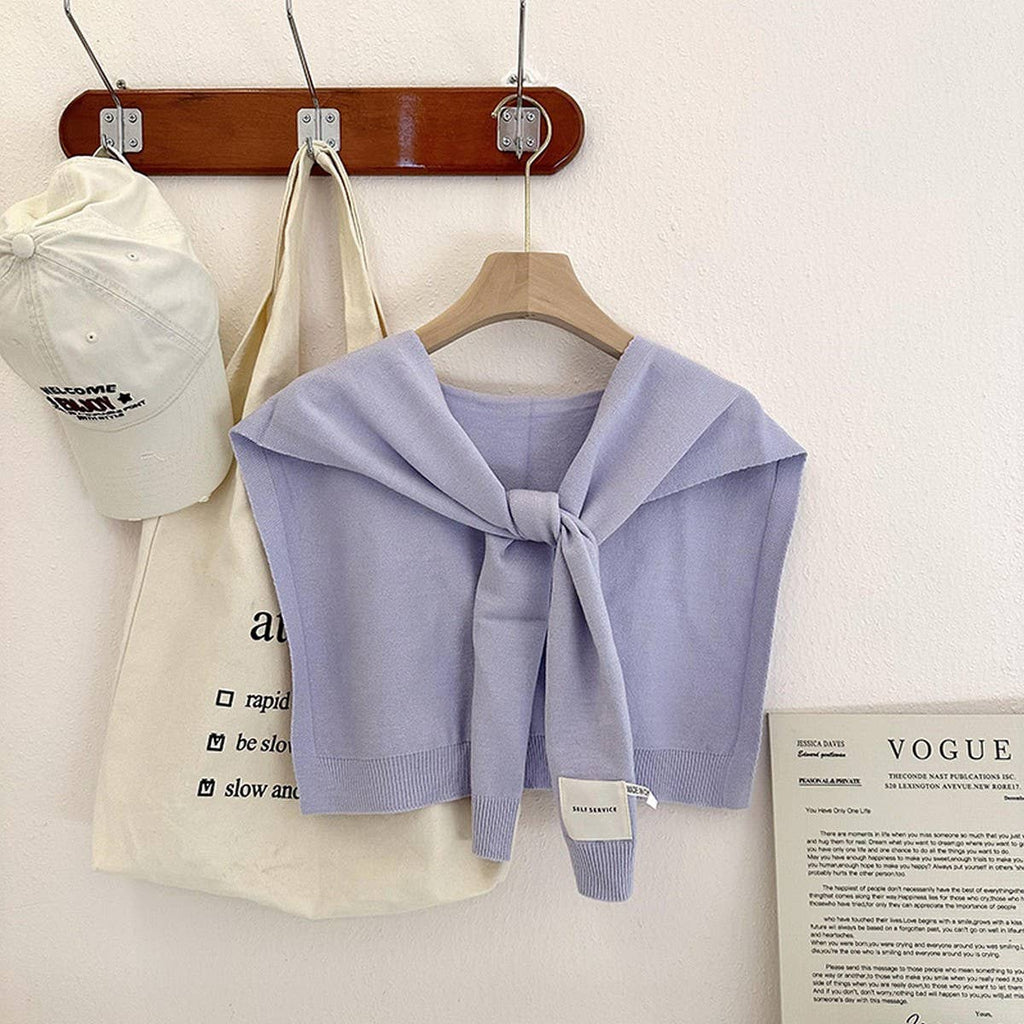 Solid Color Knitted Knotted Shawl–Casual & Cozy _CWASC0757: LIGHTBLUE / (OS) 2