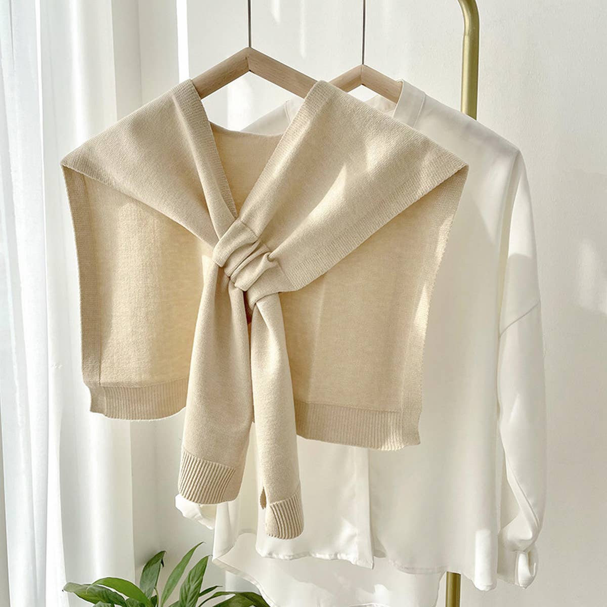 Solid Color Knitted Knotted Shawl–Casual & Cozy _CWASC0757: Pink / (OS) 2