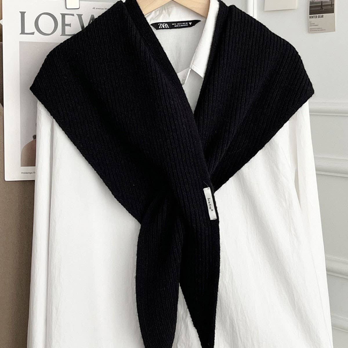 Solid Cross Triangle Shawl Casual Wrap_CWOV00265: KHAKI / (OS) 1