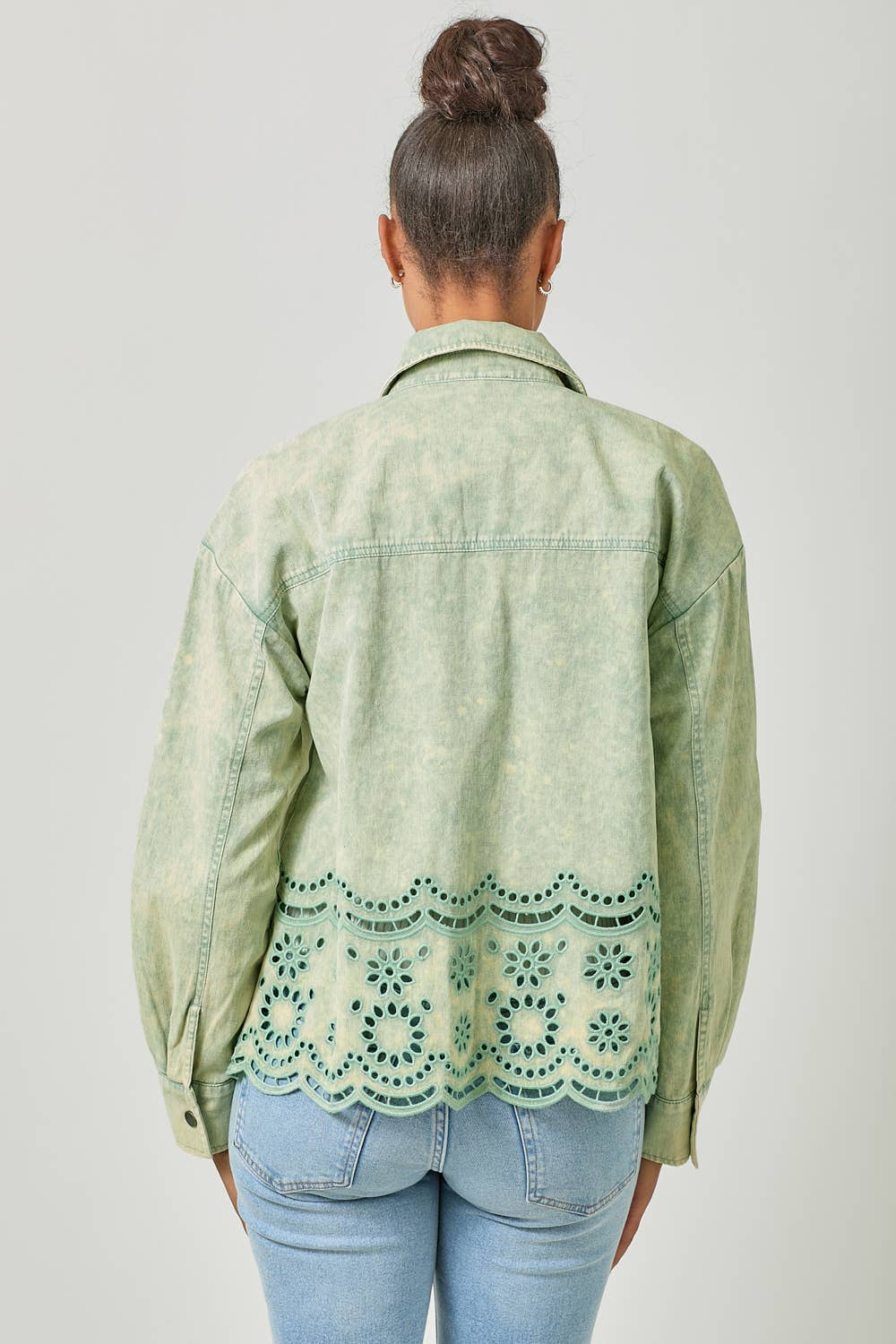 60962 Eyelet Punching Detail Jacket: Washed Grapefruit / Large