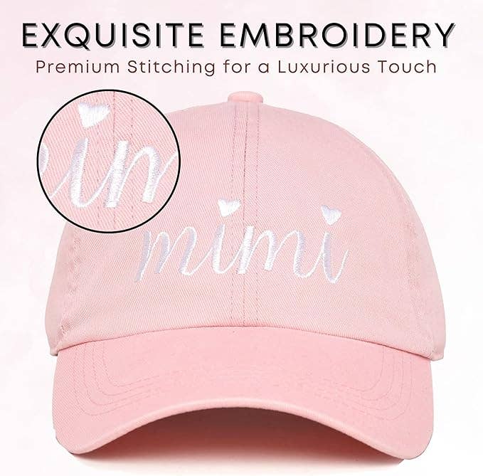 Embroidered Low Profile Baseball Cap - Mimi - Pink