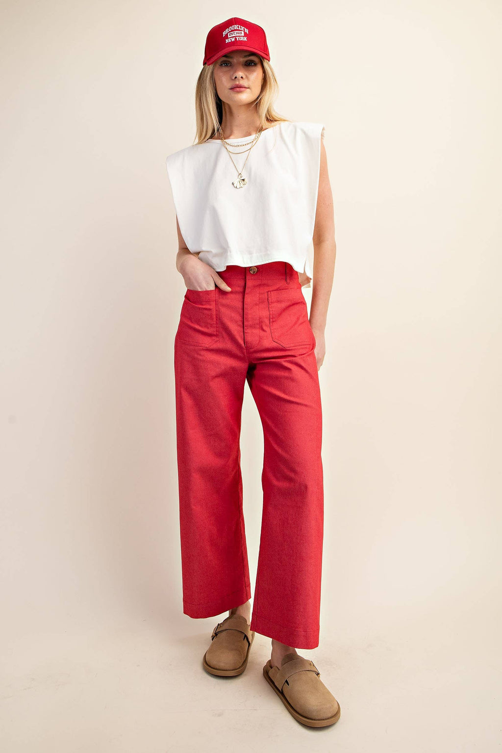 Ankle Cropped Summer Pants: RASPBERRY / 2-2-2 (S-M-L)