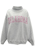 IT2594E-OKLAHOMA1 | 'OKLAHOMA' Mock Neck Sweatshirt : H.GREY/RED STRIPE / S/M-L/XL (3-3)