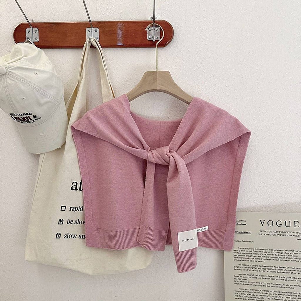 Solid Color Knitted Knotted Shawl–Casual & Cozy _CWASC0757: Beige / (OS) 2