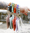 Wallet Wristlet Silicone Bead Tassel Keychain