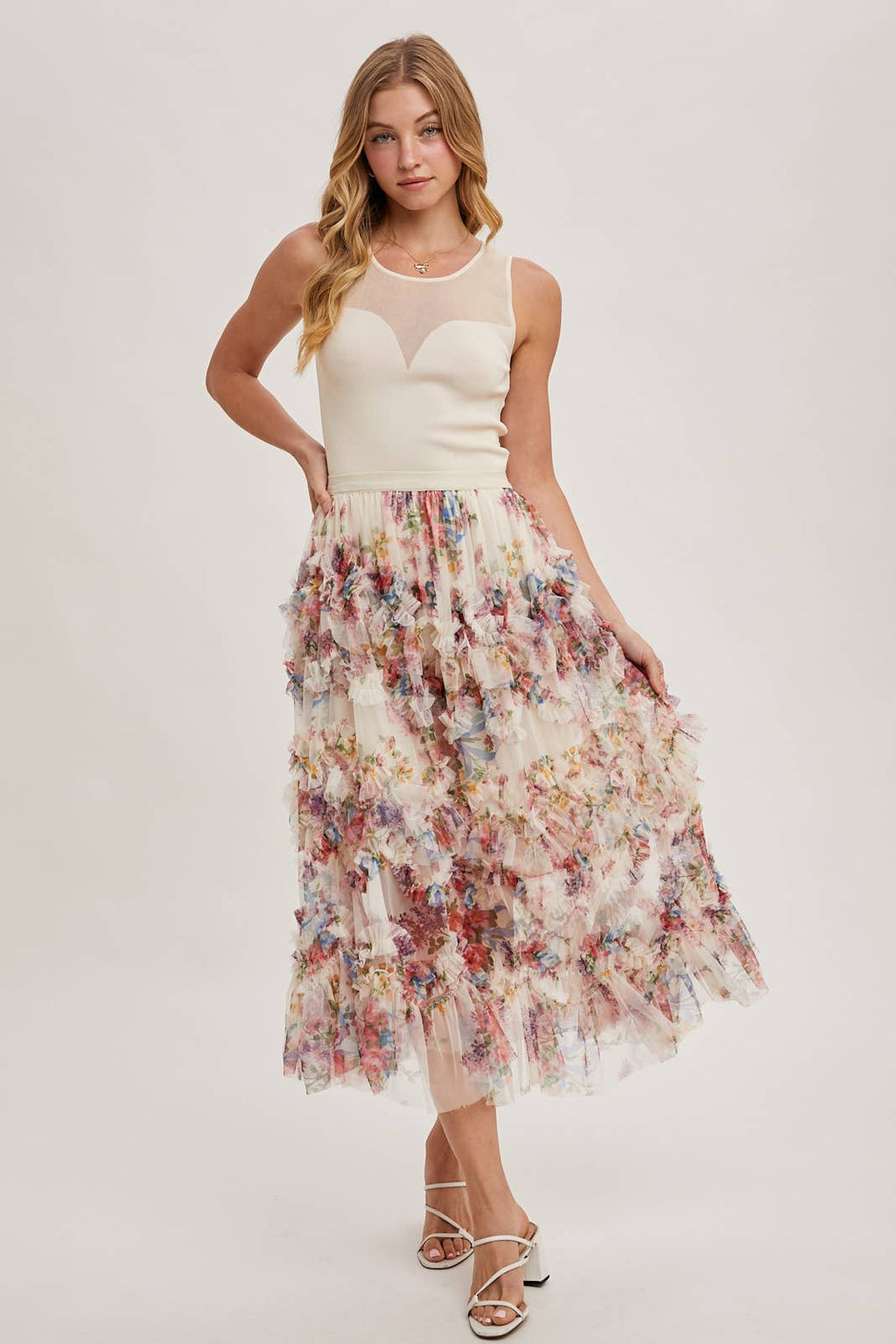 SWEETHEART NECK KNIT TANK - EASTER DAY: SHELL / L