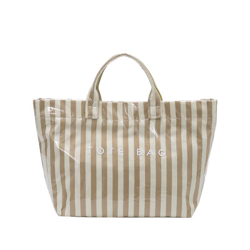 Striped Large-capacity PVC Tote Bag