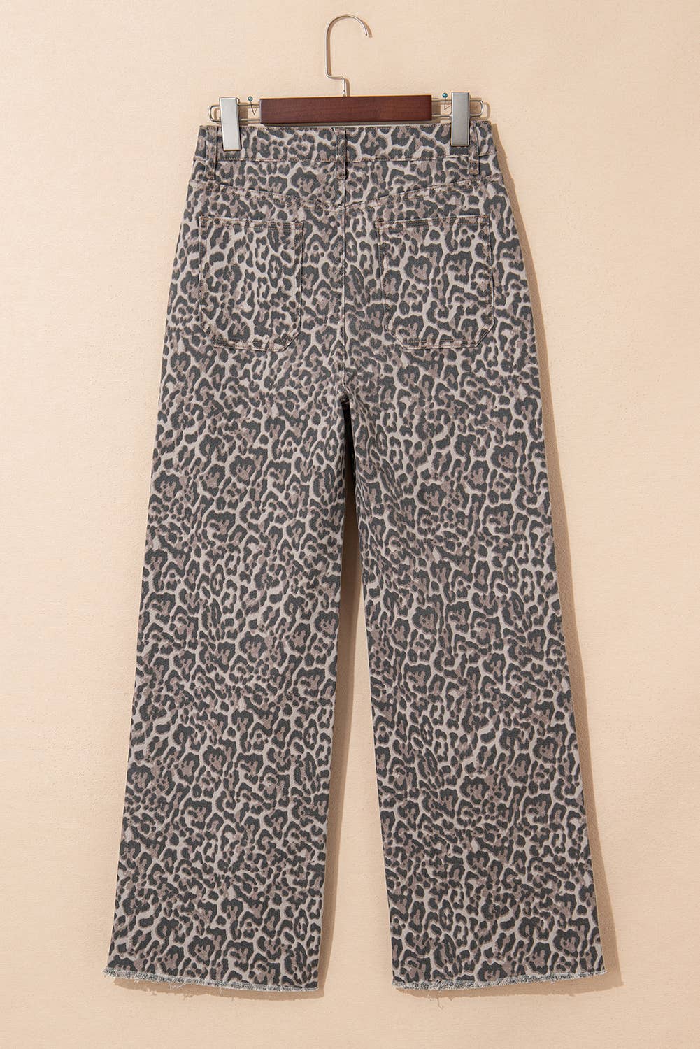 66 Western Leopard Love Edge Wide Leg High Waist Jeans: Light Gray / 10