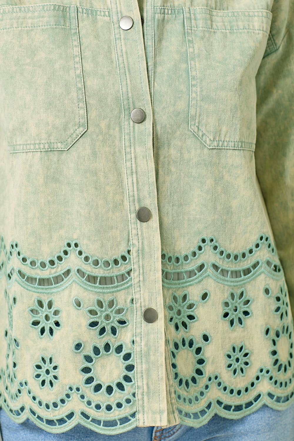 60962 Eyelet Punching Detail Jacket: Washed Grapefruit / Large