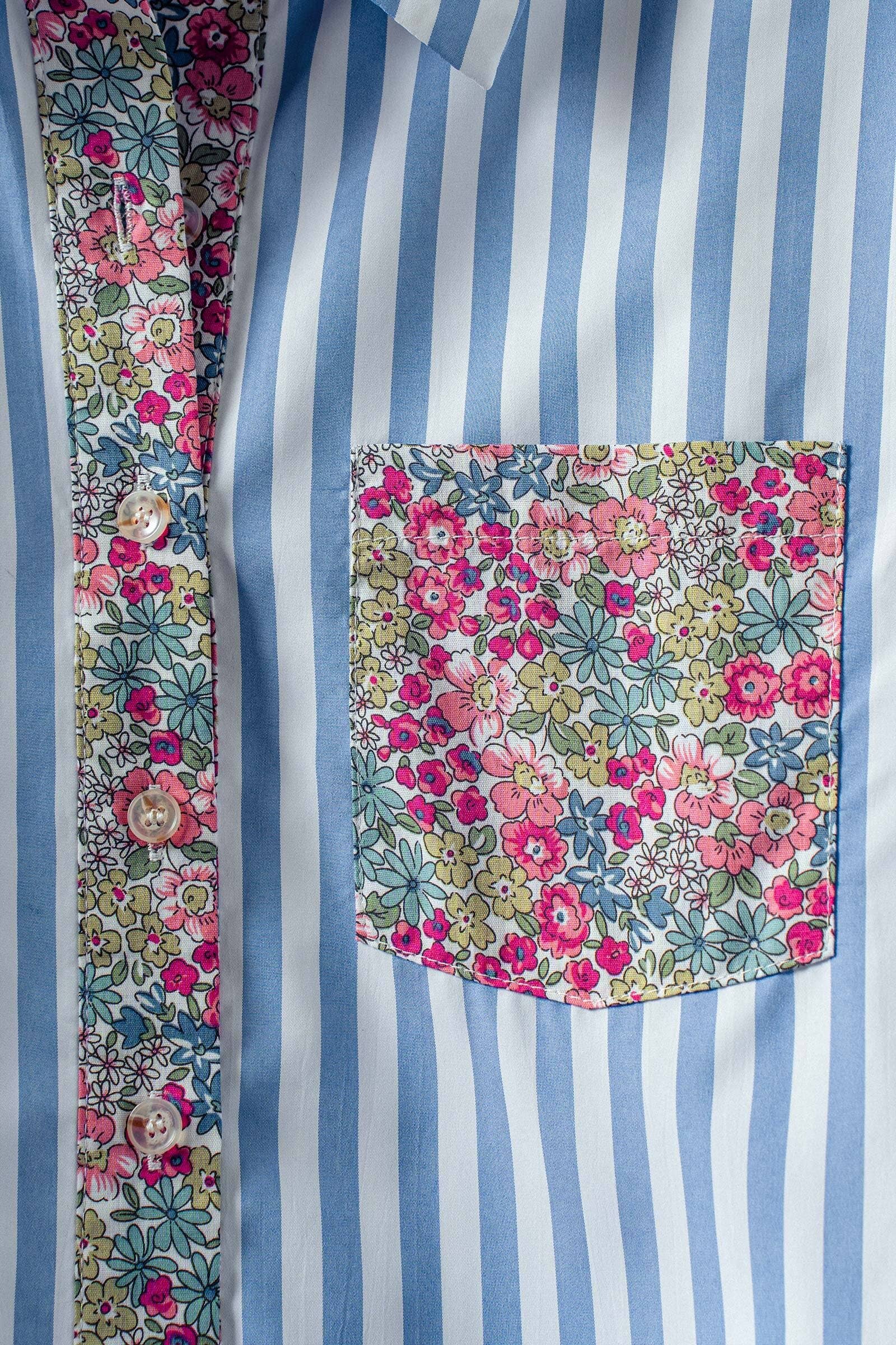 Floral Contrast Mixed Print Striped Shirt
