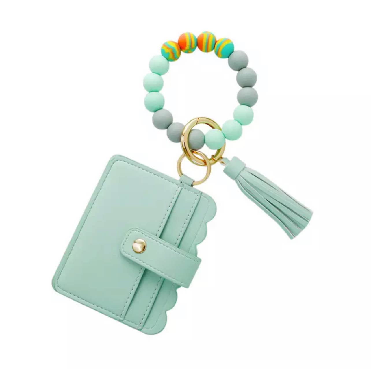 Wallet Wristlet Silicone Bead Tassel Keychain