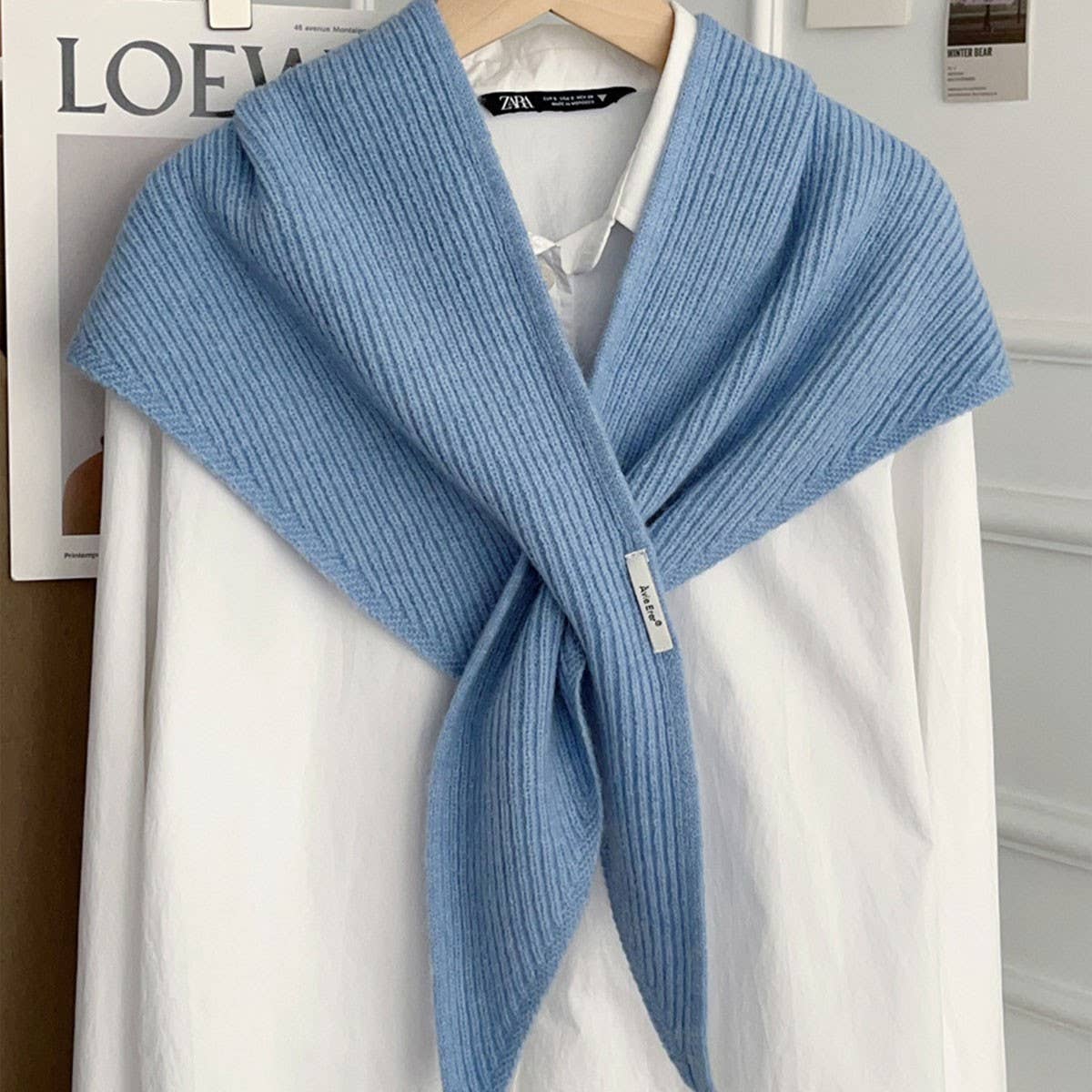 Solid Cross Triangle Shawl Casual Wrap_CWOV00265: KHAKI / (OS) 1