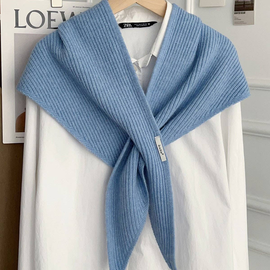 Solid Cross Triangle Shawl Casual Wrap_CWOV00265: BLUE / (OS) 1