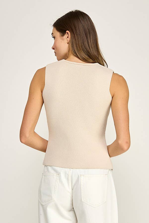 Gold Button Split Vest