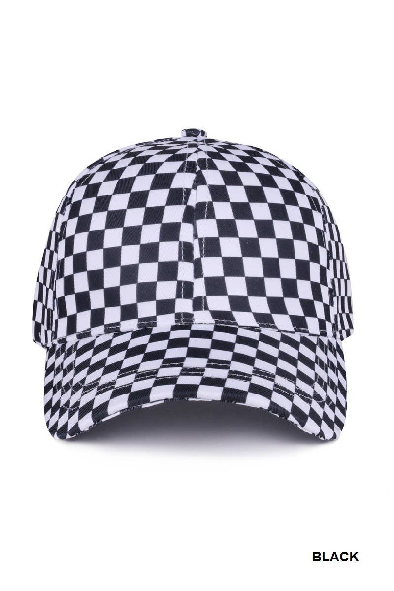 Checkered Pattern Baseball Cap: BEIGE / 1(ONE SIZE)
