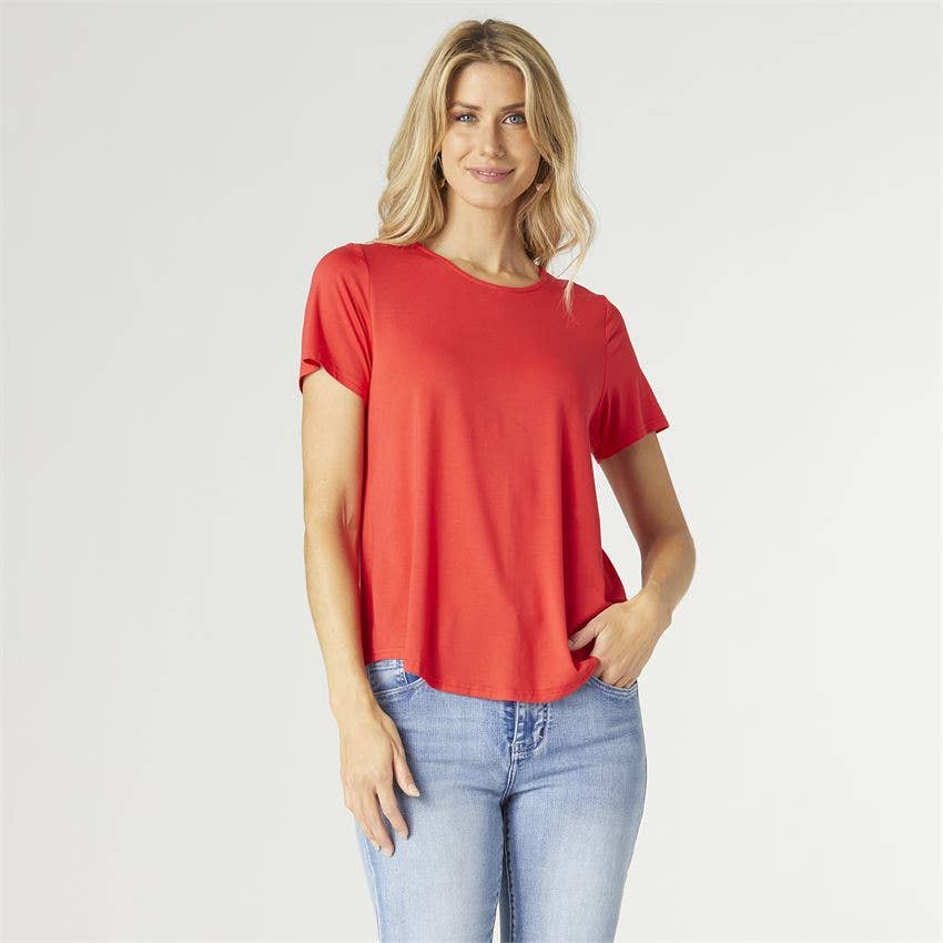 Erin Pleat Back Tee: Navy / L/XL